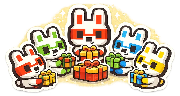 KeyPets mascots holding gifts