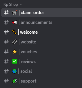 Discord channel list with claim-order at the top